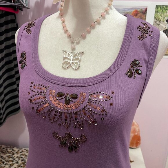 Y2K Purple Embellished Tank Top - Picture 2 of 5